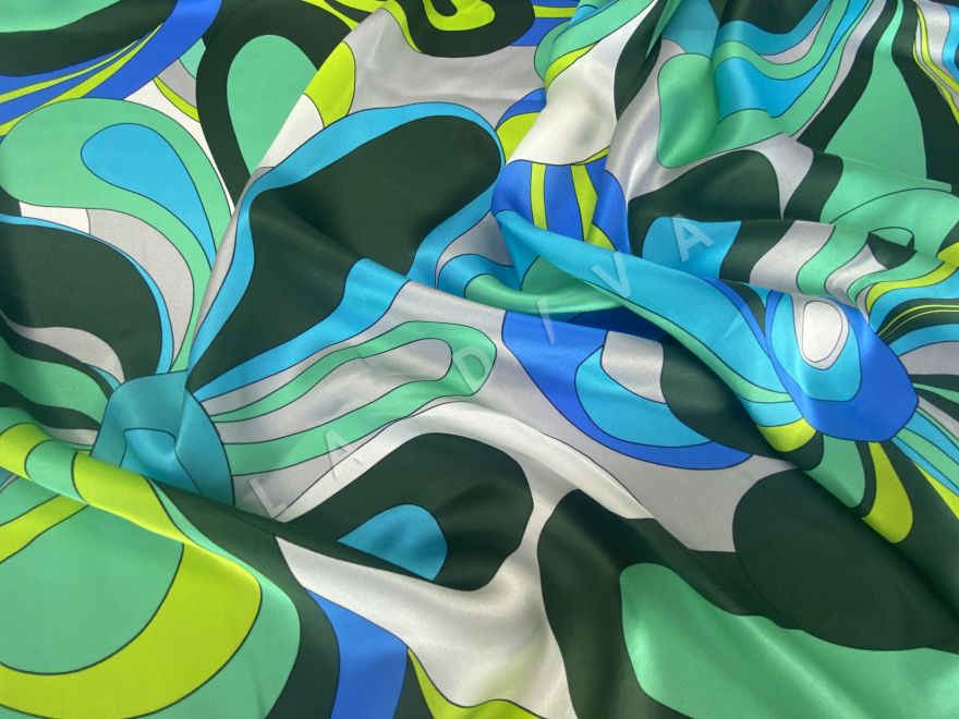 Шелк атласный  Emilio Pucci с крупным цветочным принтом  рис-2