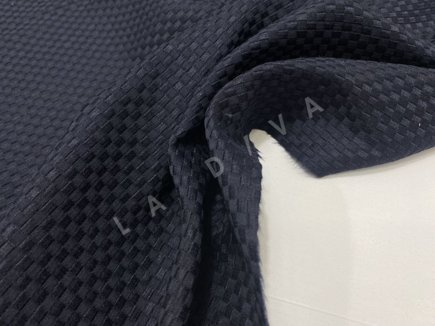 Жаккардовый шелк Dior в темно-синем цвете рис-3