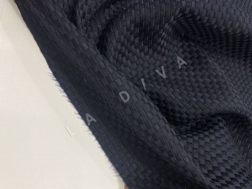 Жаккардовый шелк Dior в темно-синем цвете рис-6