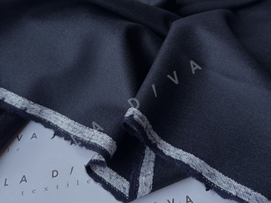Фланель Loro Piana темно-синего цвета рис-4