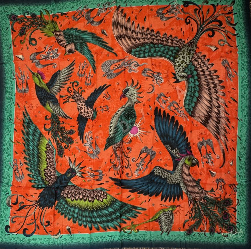 Шаль Emma Shipley, подписной, фон оранжевый D-521