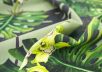 шелк "Тропики с орхидеями" на салатовом фоне рис-3