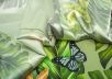 шелк "Тропики с орхидеями" на салатовом фоне рис-6